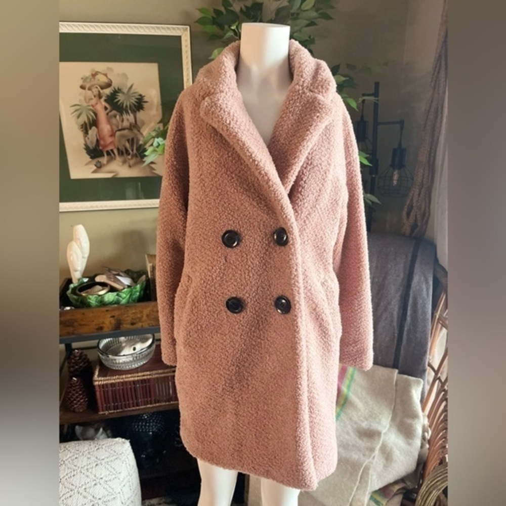 Bershka Dusty Pink Teddy Jacket
